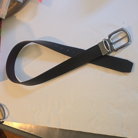 Mens Premium Black/ Brown Reversible Quality Leather Belt GUN metal buckle Sz.36 - Picture 4 of 7